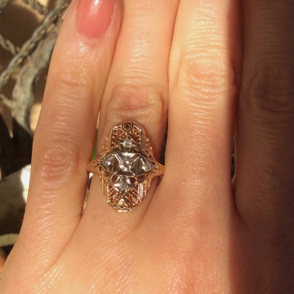 Jewelry - New diamond 14k solid gold ring size 6 Sundance Charm